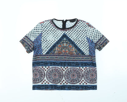 Womens UK Size 8 Topshop Multicoloured Cropped T-Shirt