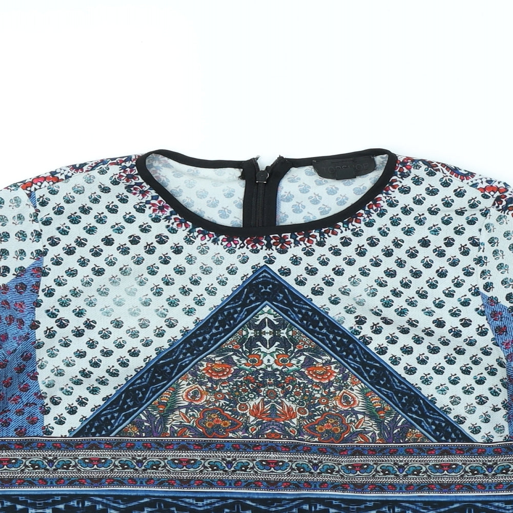 Womens UK Size 8 Topshop Multicoloured Cropped T-Shirt