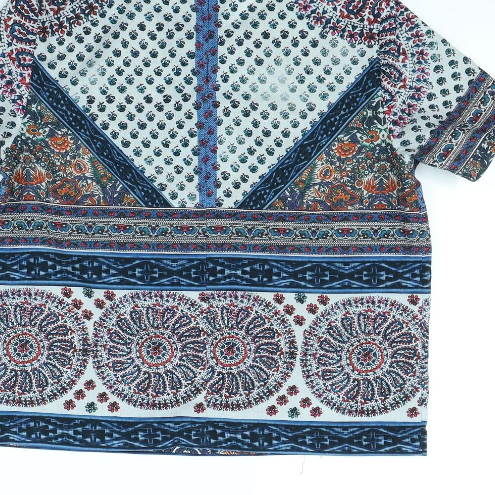 Womens UK Size 8 Topshop Multicoloured Cropped T-Shirt