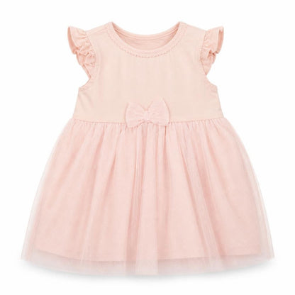 Front view of H&M girls’ pink a-line, size 3-6, months