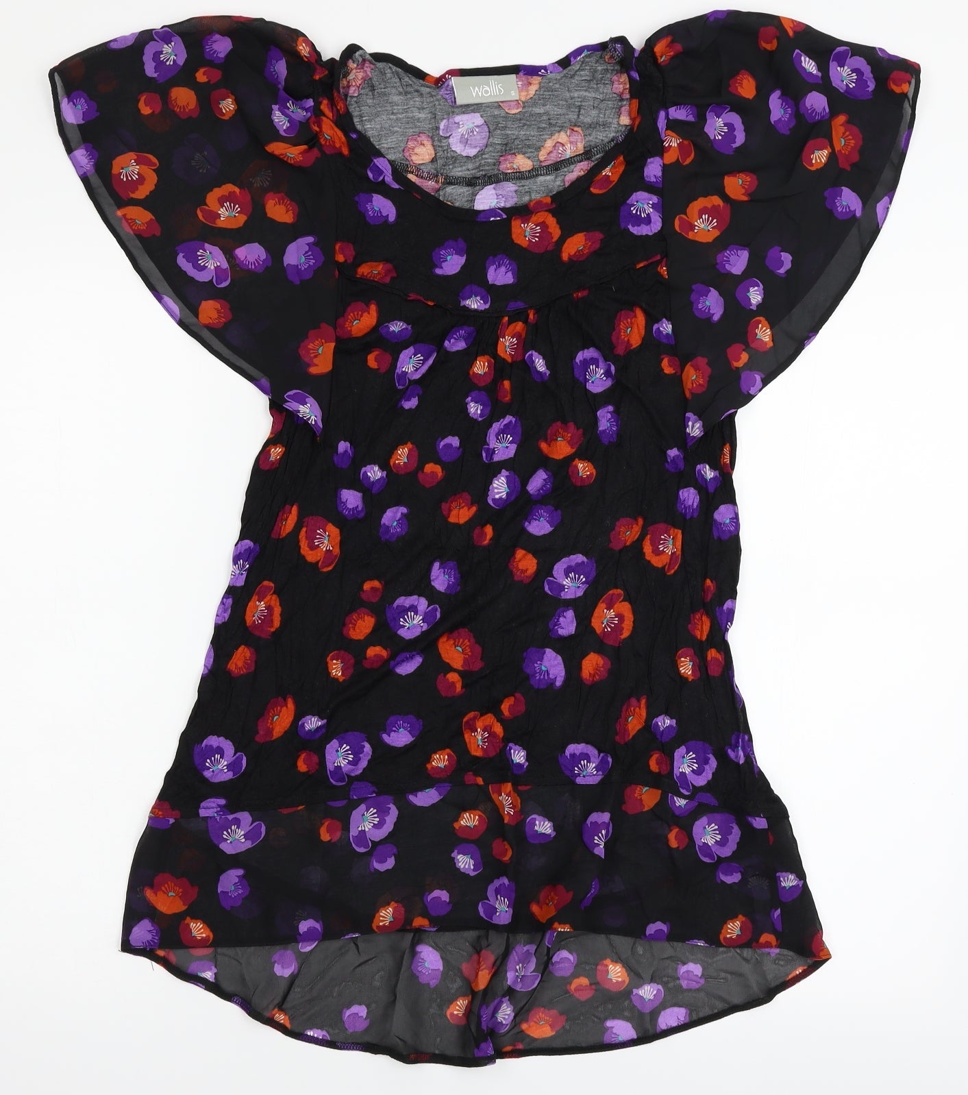 Wallis Womens Black Floral  A-Line  Size 10