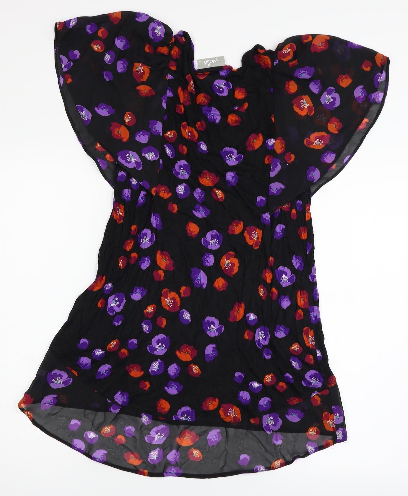 Wallis Womens Black Floral  A-Line  Size 10