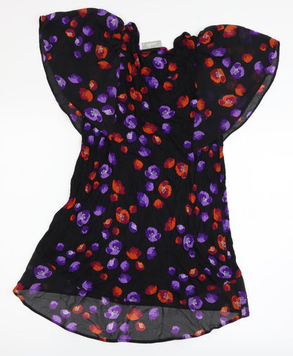 Wallis Womens Black Floral  A-Line  Size 10
