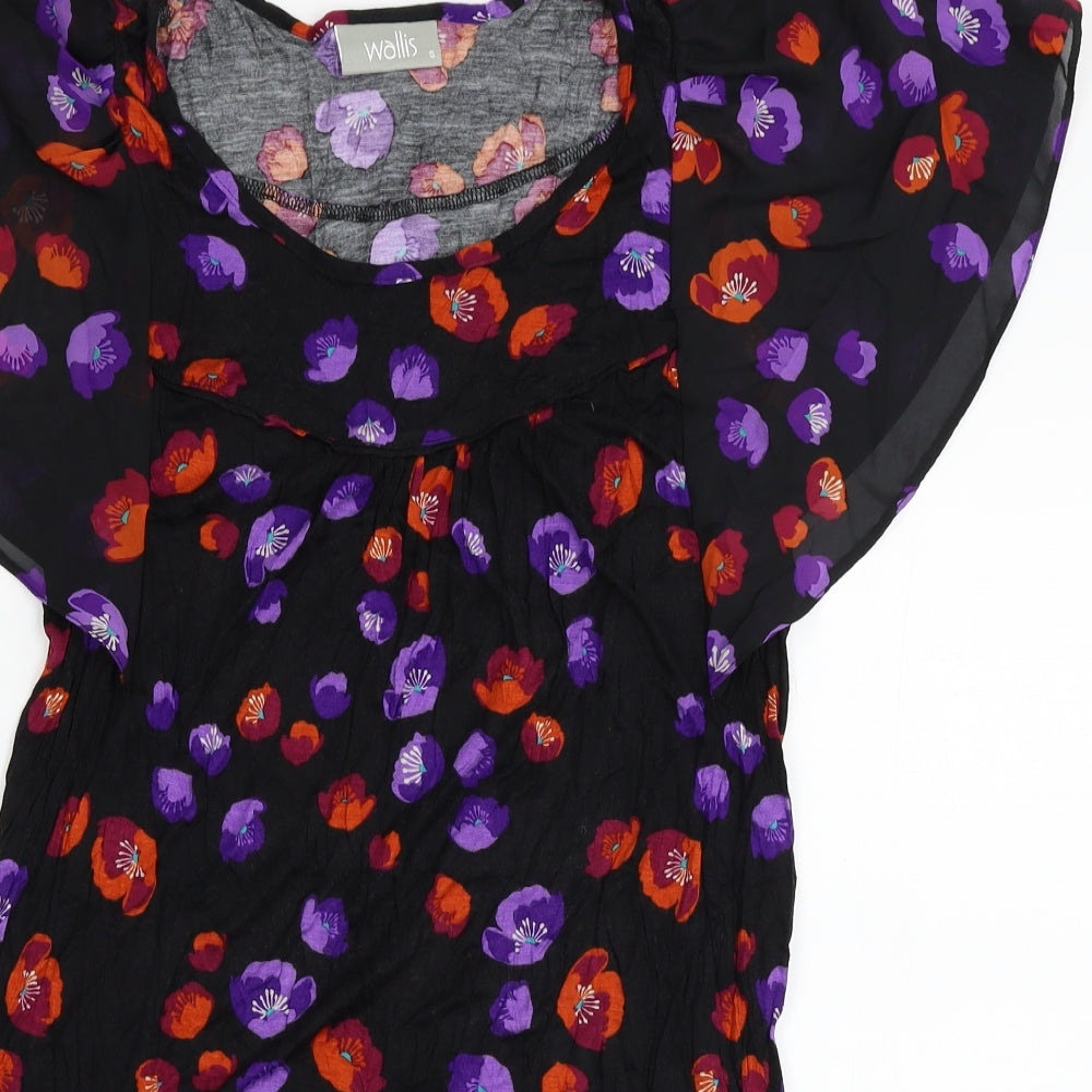 Wallis Womens Black Floral  A-Line  Size 10