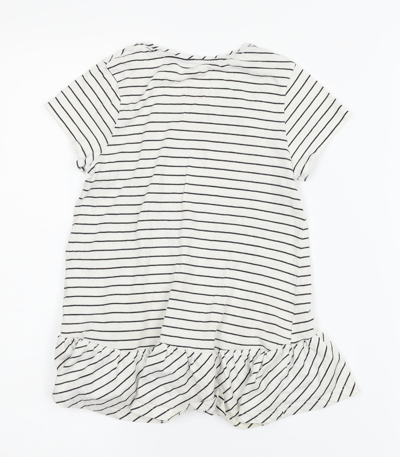 Unbranded Girls White Striped  Basic Blouse Size 5-6 Years  - heart