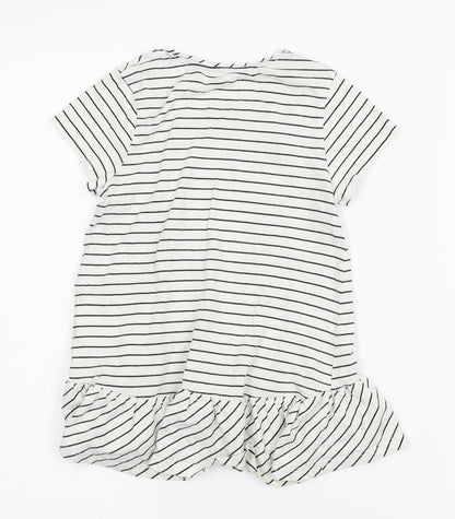 Unbranded Girls White Striped  Basic Blouse Size 5-6 Years  - heart
