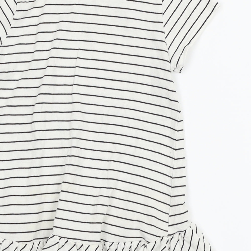 Unbranded Girls White Striped  Basic Blouse Size 5-6 Years  - heart