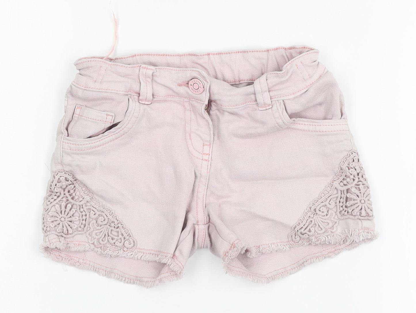 TU Girls Pink Floral Denim Mom Shorts Size 7 Years - Jean shorts, floral