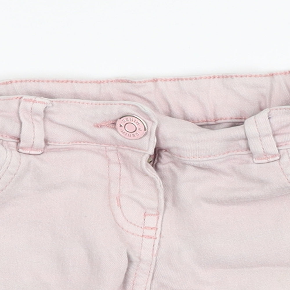 TU Girls Pink Floral Denim Mom Shorts Size 7 Years - Jean shorts, floral