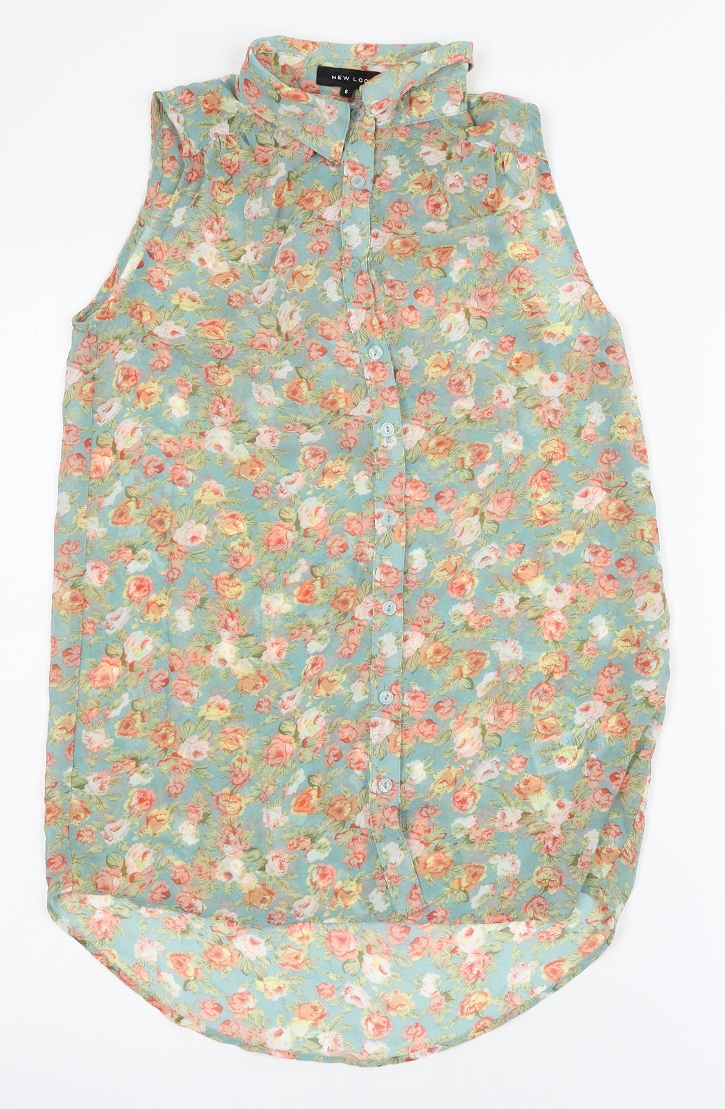 New Look Womens Green Floral   Button-Up Size 6