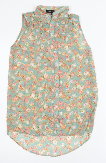 New Look Womens Green Floral   Button-Up Size 6