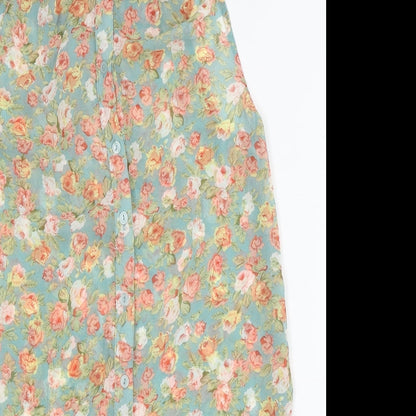 New Look Womens Green Floral   Button-Up Size 6