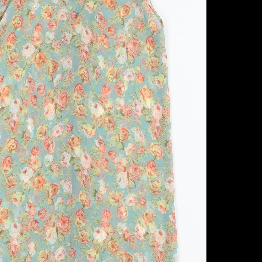 New Look Womens Green Floral   Button-Up Size 6