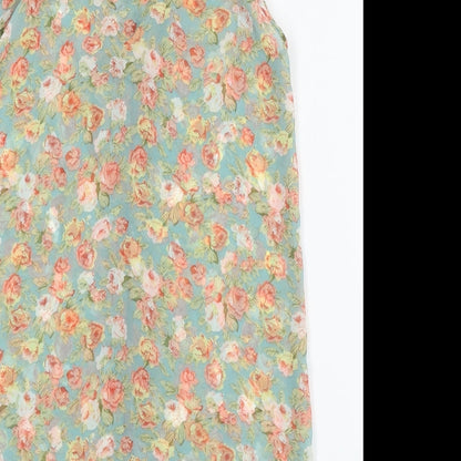 New Look Womens Green Floral   Button-Up Size 6