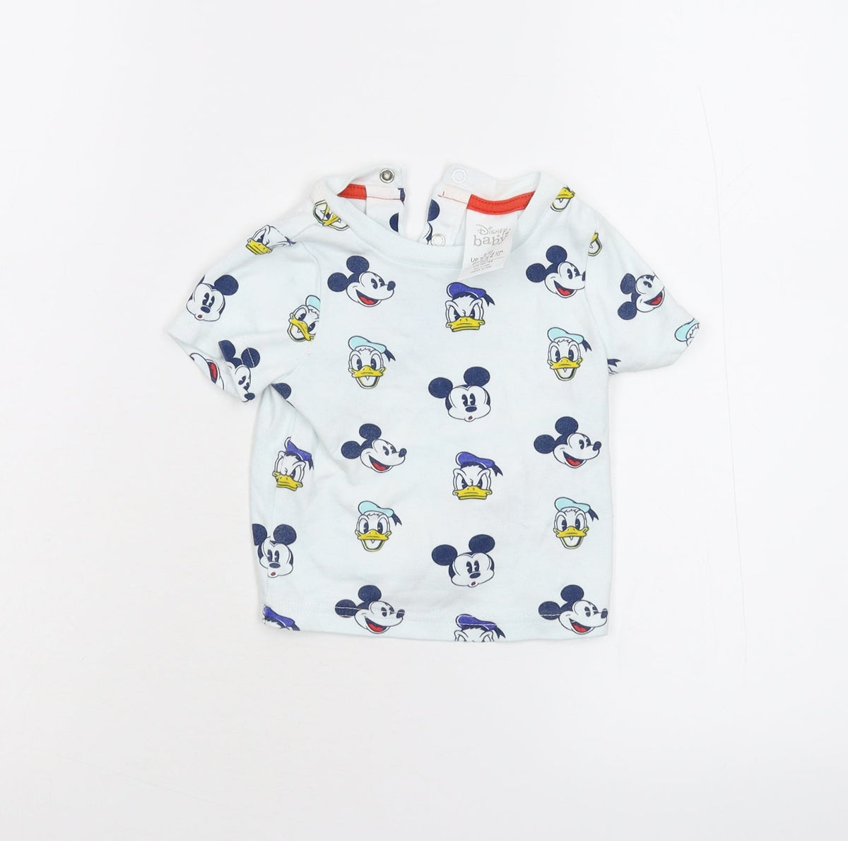 Front view of Disney Baby White Basic T-Shirt, size 6-9, Months