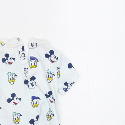Brand and care label for Disney Baby White Basic T-Shirt, size 6-9, Months