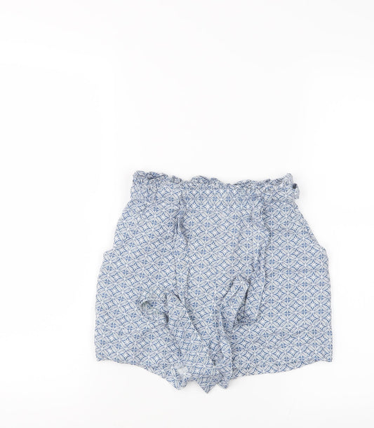 Primark Womens Blue Geometric  Boyfriend Shorts Size 6