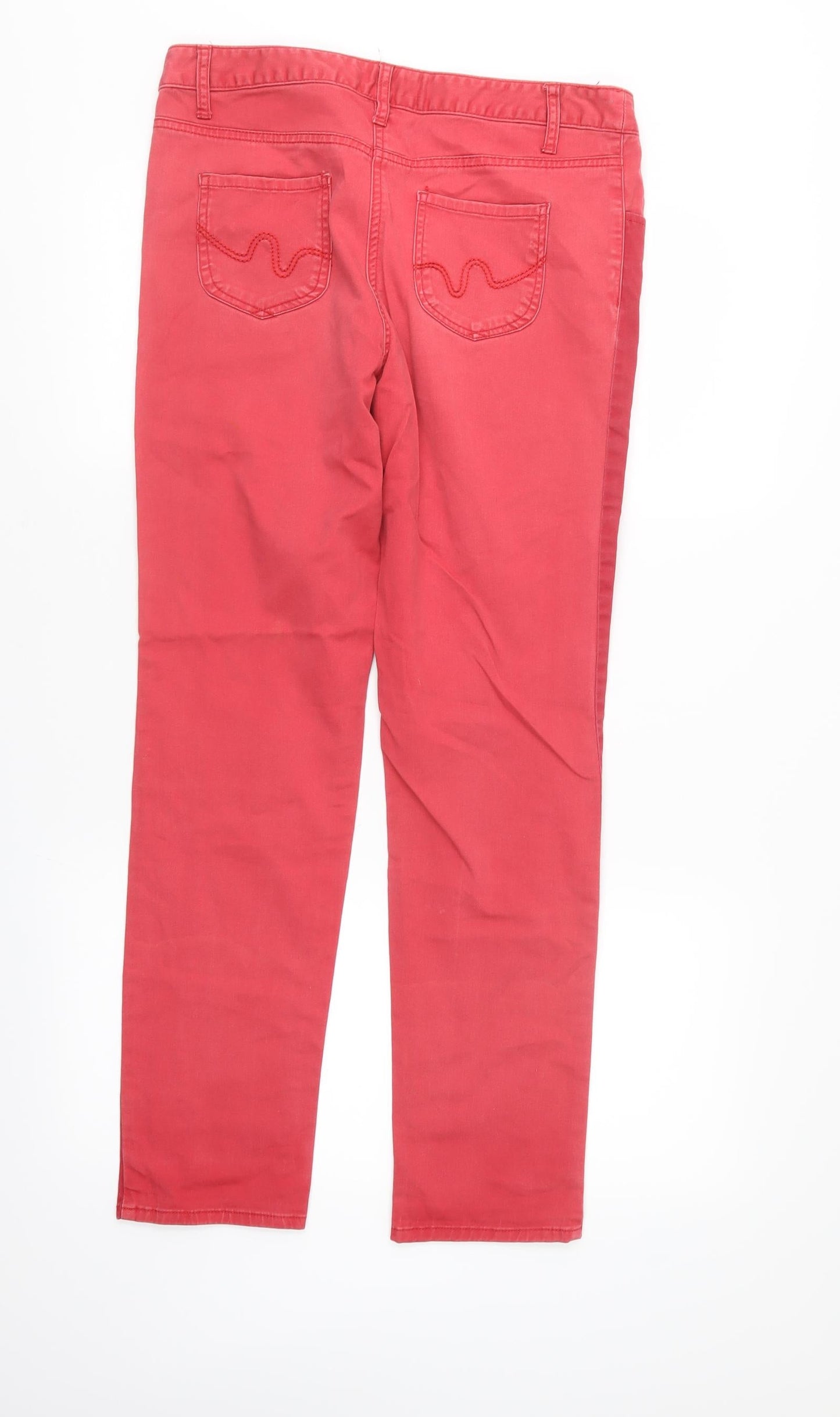 Womens UK Size 12 Papaya Regular Fit Straight Red Jeans