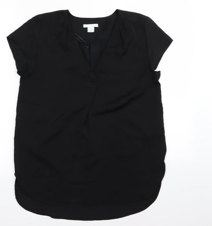 Womens UK Size 4 H&M Black Basic T-Shirt
