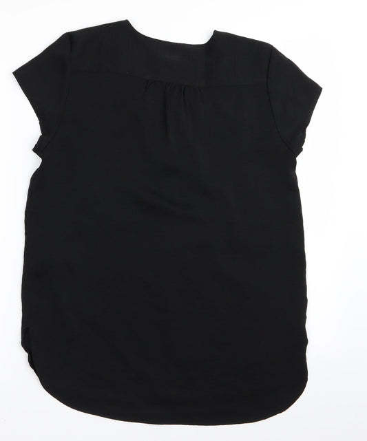 Womens UK Size 4 H&M Black Basic T-Shirt
