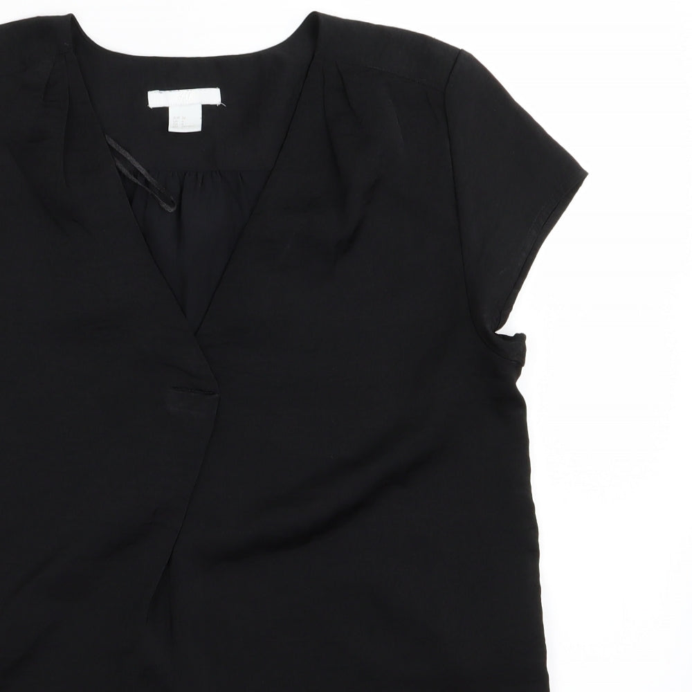 Womens UK Size 4 H&M Black Basic T-Shirt