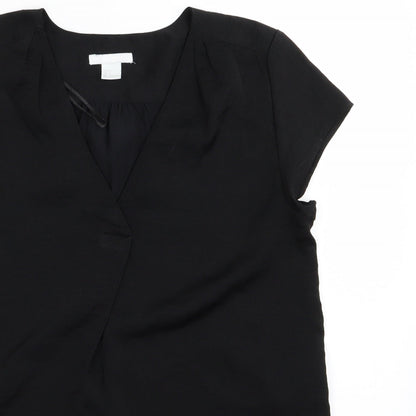 Womens UK Size 4 H&M Black Basic T-Shirt