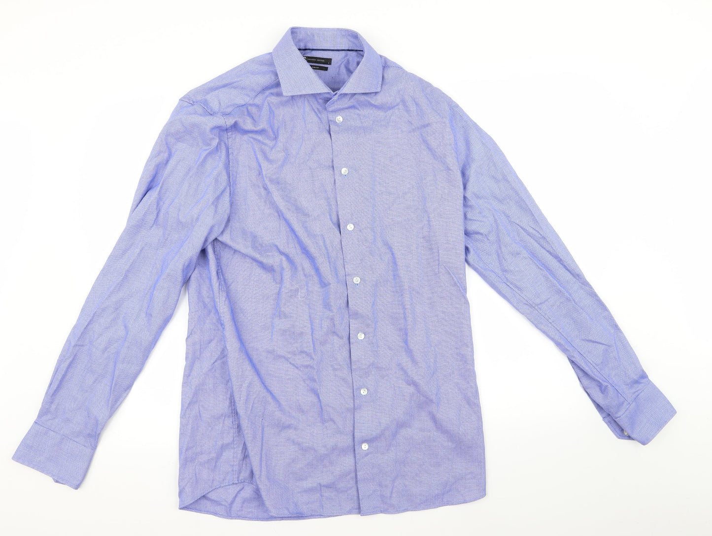 Mens UK Size L Cubus Blue  Button-Up Long Sleeve Casual Shirt