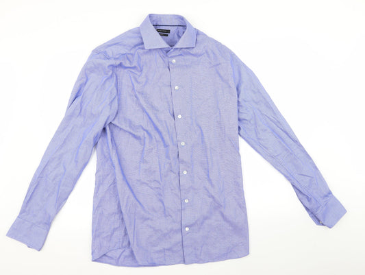 Mens UK Size L Cubus Blue  Button-Up Long Sleeve Casual Shirt