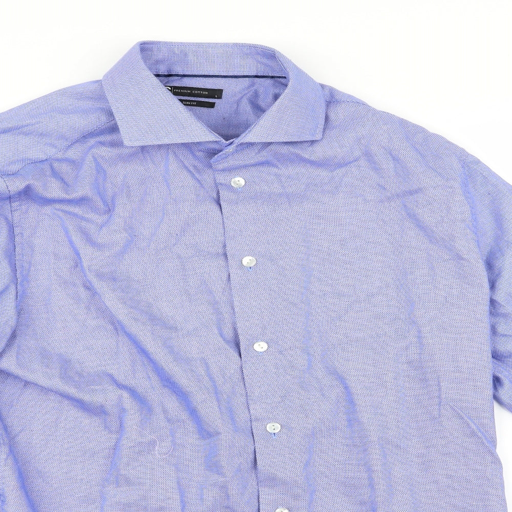 Mens UK Size L Cubus Blue  Button-Up Long Sleeve Casual Shirt