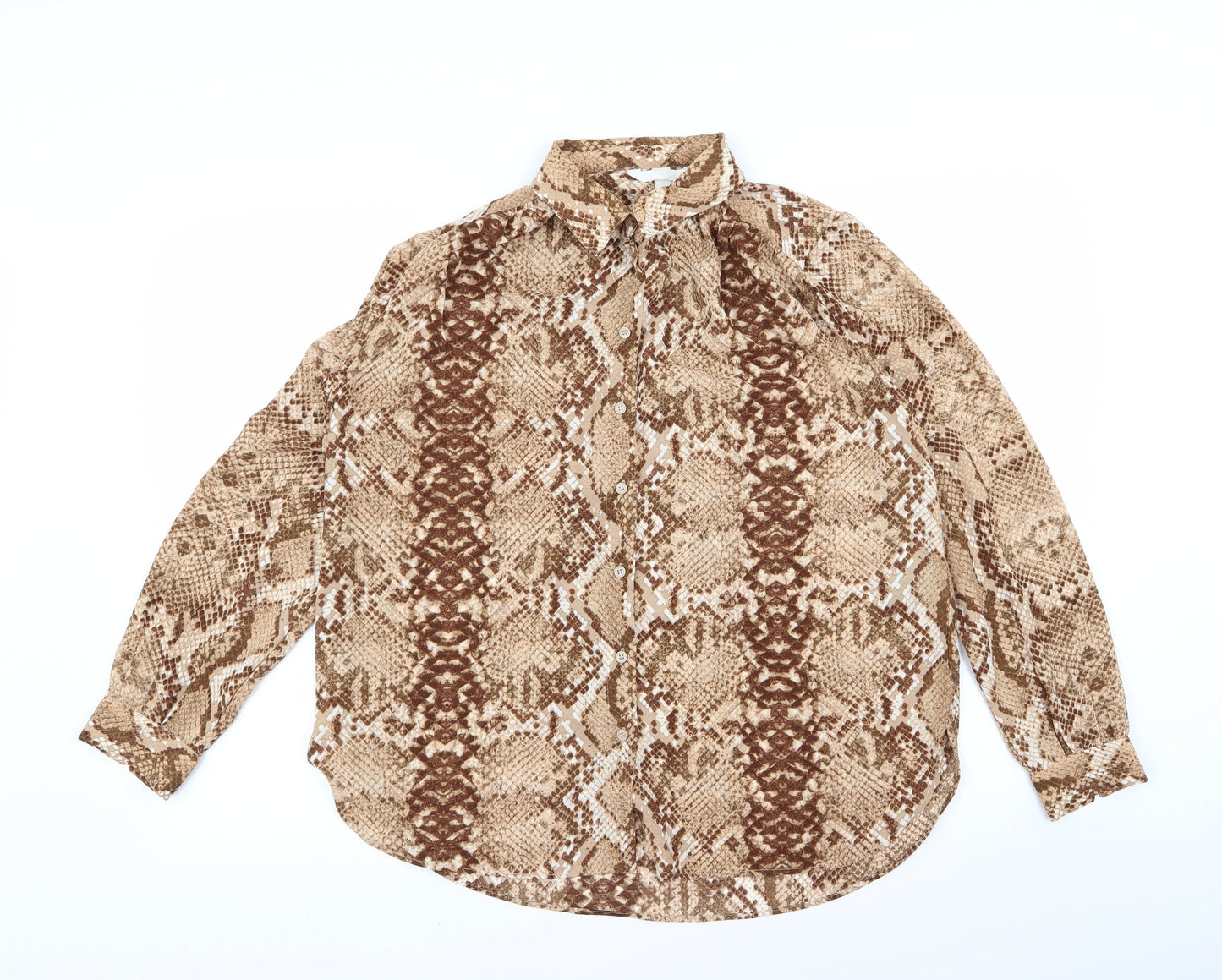 Womens UK Size 12 H&M Brown Basic Button-Up