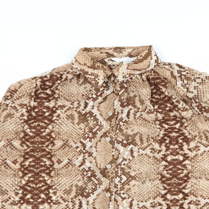 Womens UK Size 12 H&M Brown Basic Button-Up