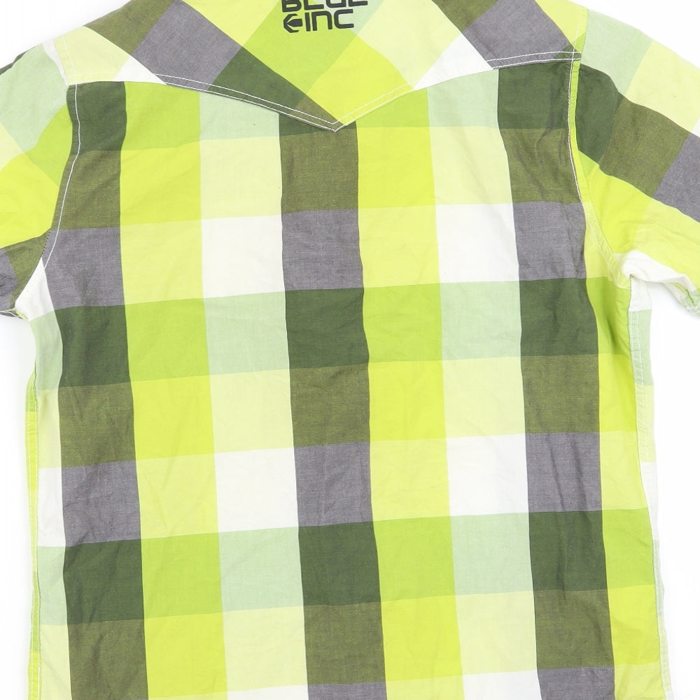 Mens UK Size M Blue Inc Green  Button-Up Short Sleeve Casual Shirt