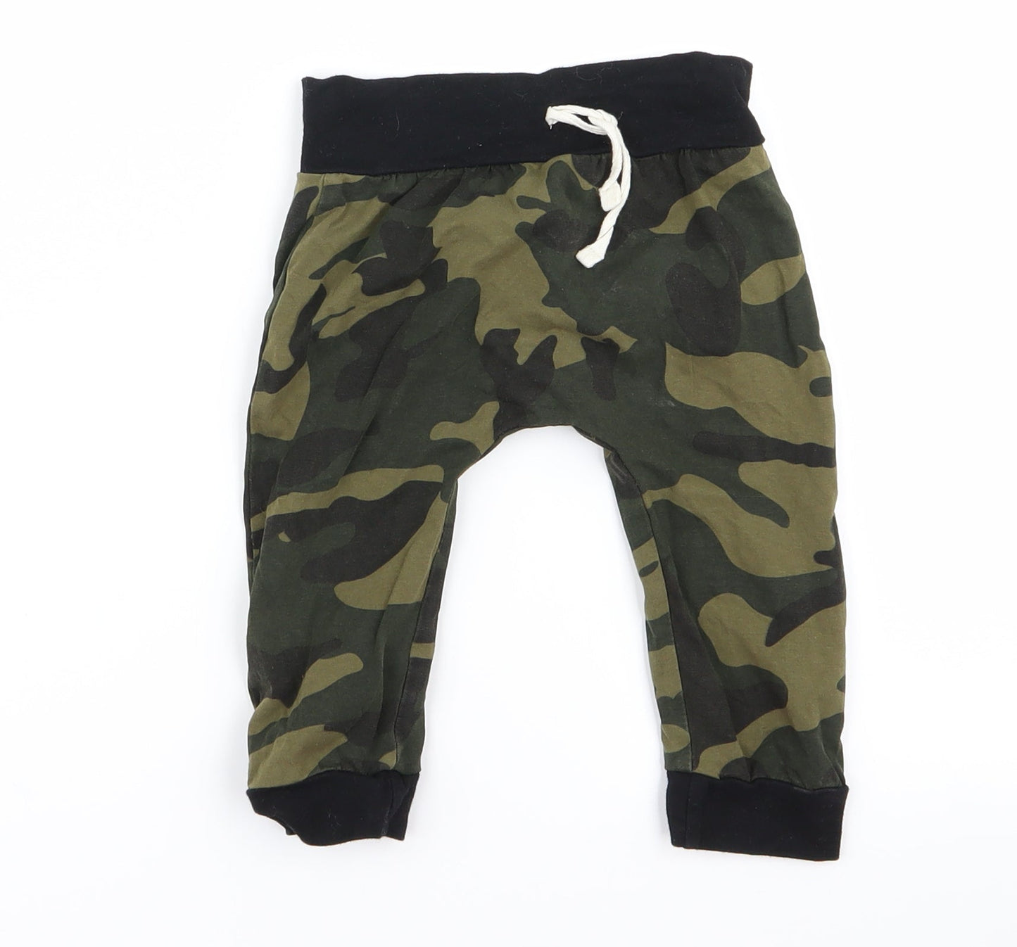 Preworn Baby Green Camouflage  Jogger Trousers Size 9 Months