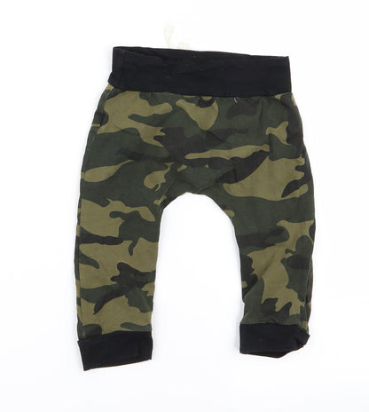 Preworn Baby Green Camouflage  Jogger Trousers Size 9 Months