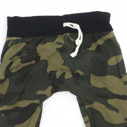 Preworn Baby Green Camouflage  Jogger Trousers Size 9 Months