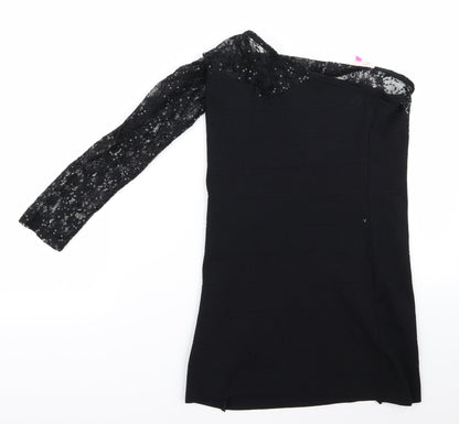 Preworn Womens Black  Rayon Pencil Dress  Size 12