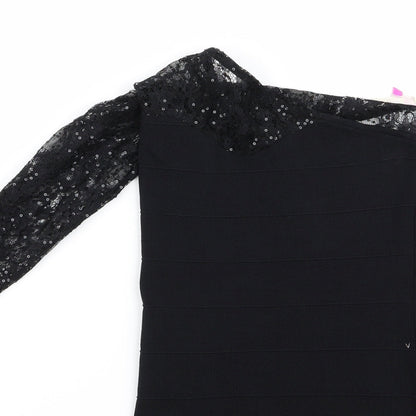 Preworn Womens Black  Rayon Pencil Dress  Size 12