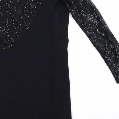Preworn Womens Black  Rayon Pencil Dress  Size 12