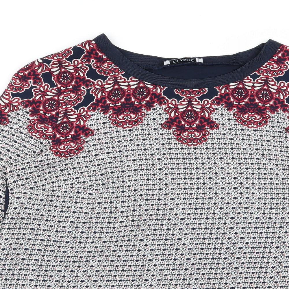 m&s Womens Blue Paisley  Basic T-Shirt Size 12
