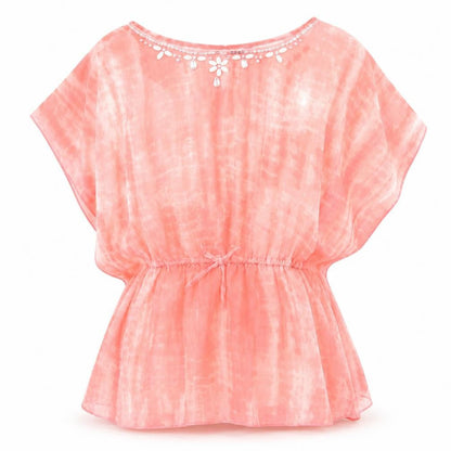 Front view of yd girls’ pink basic blouse, size 8, years