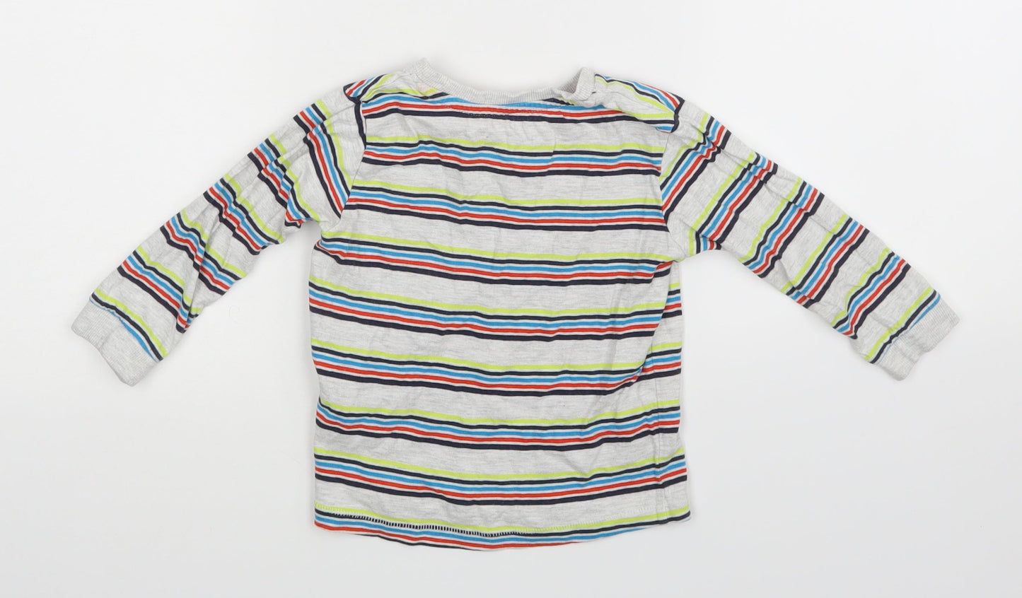 Preworn Baby Grey Striped  Basic T-Shirt Size 18-24 Months