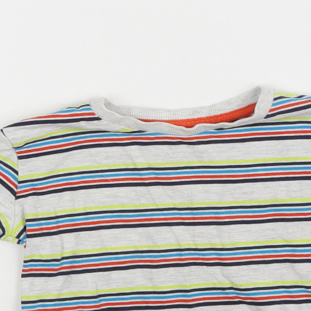 Preworn Baby Grey Striped  Basic T-Shirt Size 18-24 Months