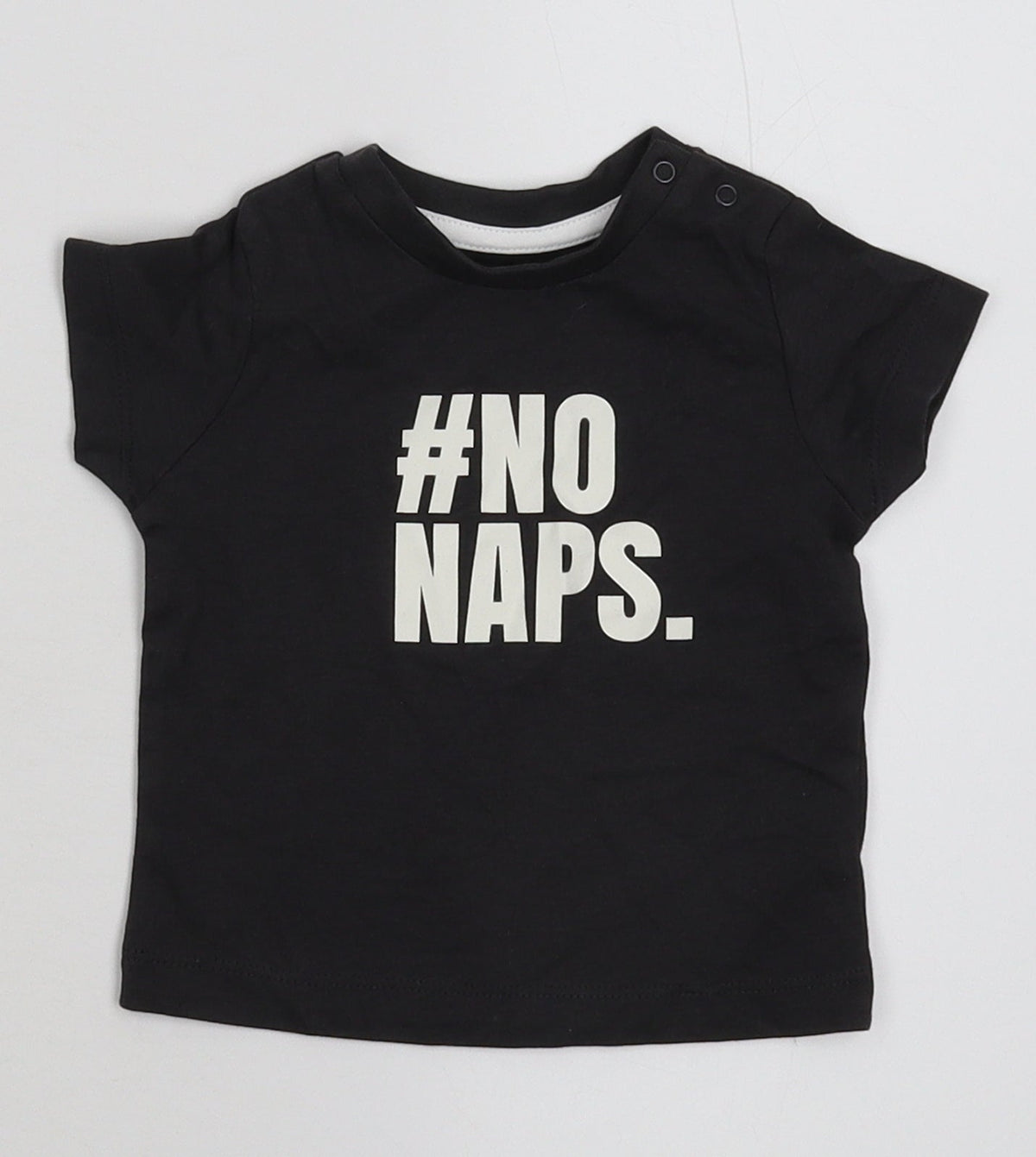 Additional front view of Nutmeg boys’ black basic t-shirt, size 3-6, months