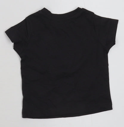 Back view of Nutmeg boys’ black basic t-shirt, size 3-6, months