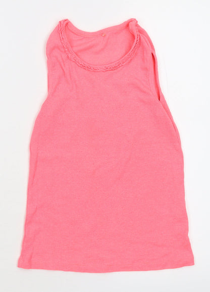 Additional front view of George girls’ pink basic tank, size 10-11, years