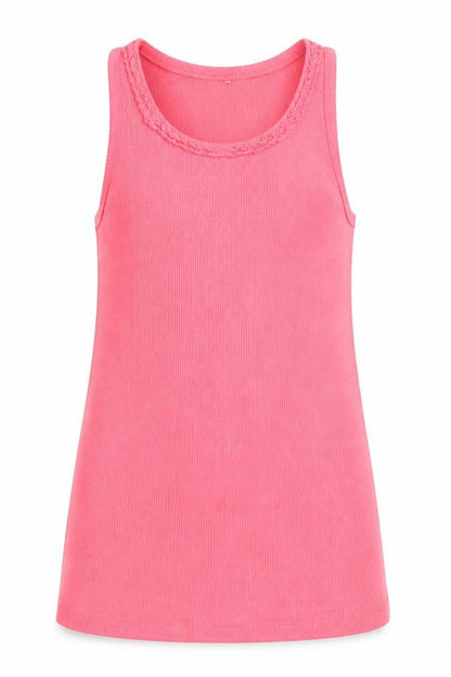 Front view of George girls’ pink basic tank, size 10-11, years