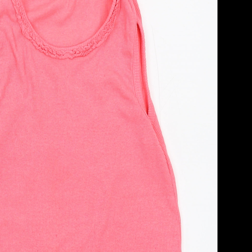 Close-up detail of George girls’ pink basic tank, size 10-11, years