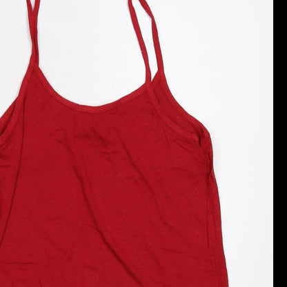 Womens UK Size M Preworn Red Basic Tank