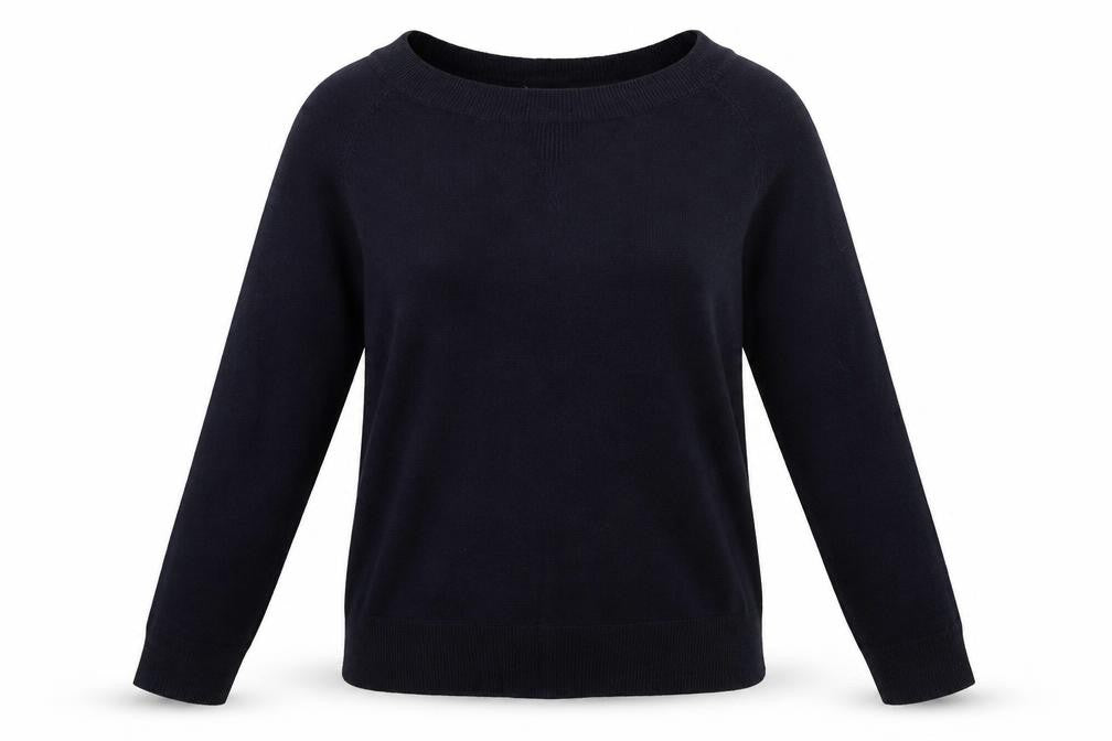 Front view of Papaya women’s blue jumper, size UK 12