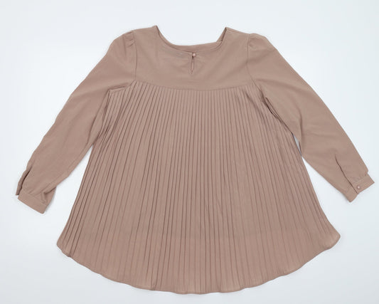 Womens UK Size 12 Zanzea Beige Camisole T-Shirt